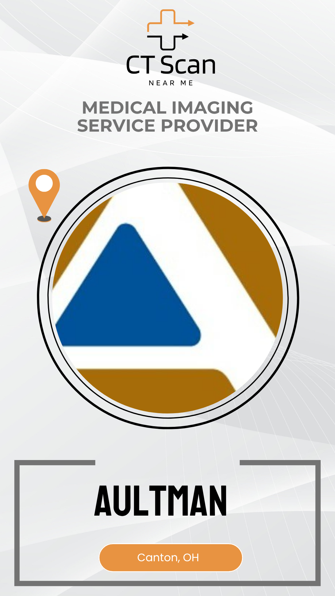 Aultman Medical Imaging Service Provider logo with a blue and brown triangle on a white background.