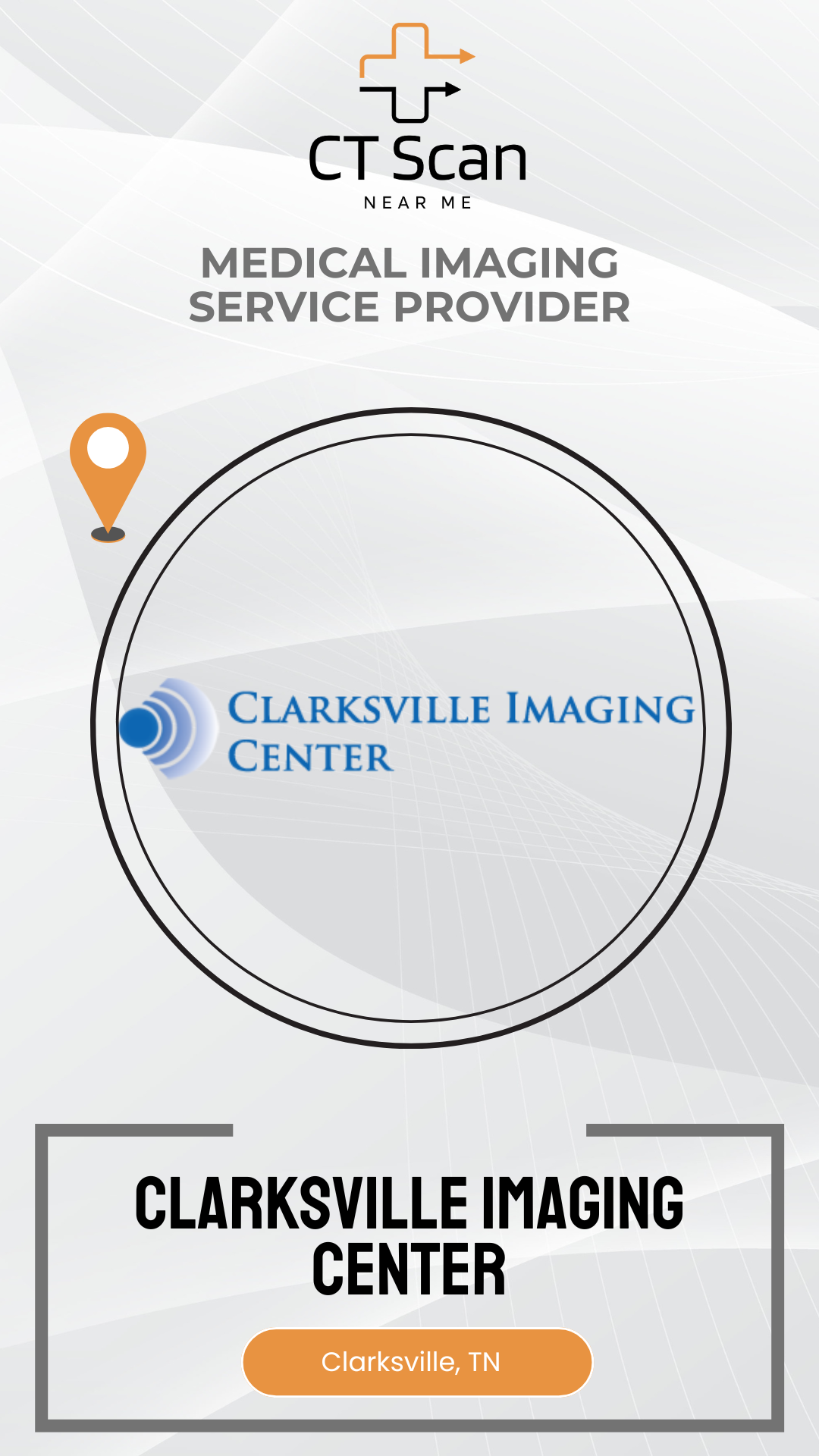 Advertisement for Clarksville Imaging Center, a medical imaging service provider, with their logo and location details.