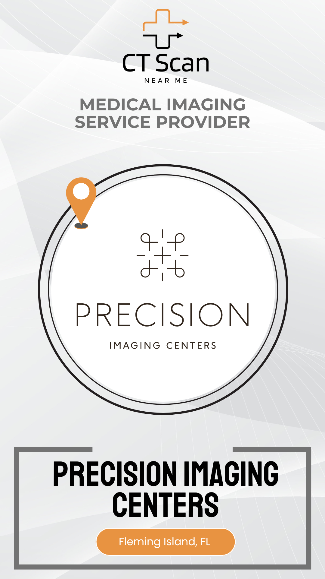 Advertisement for Precision Imaging Centers with a logo and text on a white background