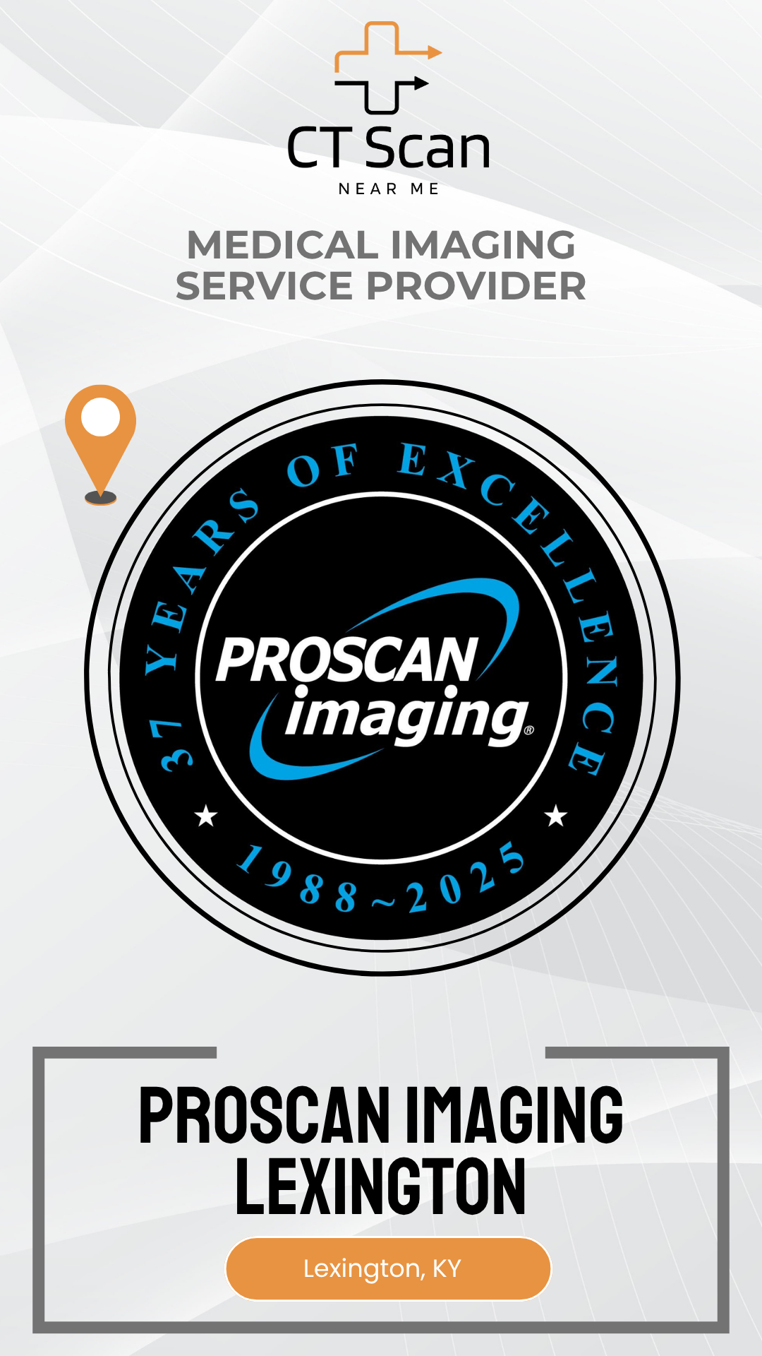 Proscan Imaging Lexington promotional graphic with logo and text on a white background