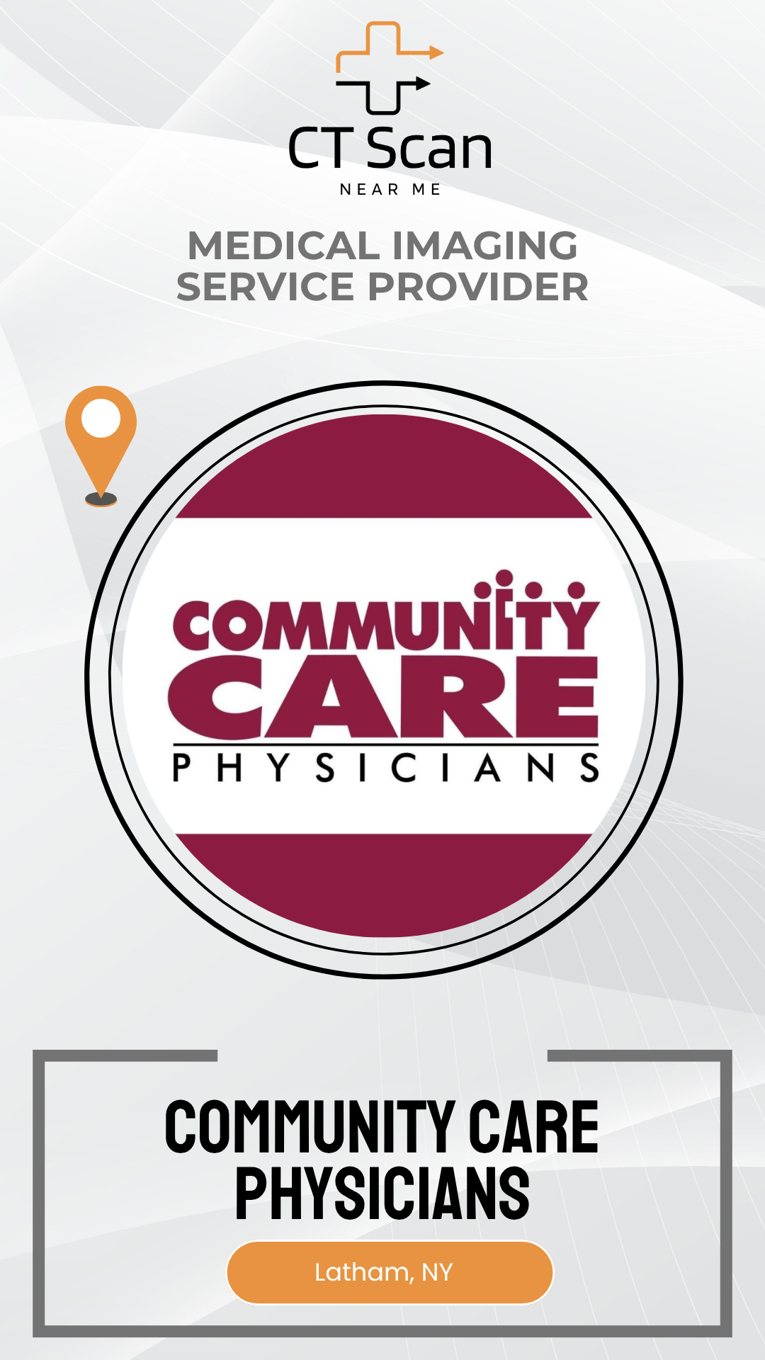 Advertisement for Community Care Physicians medical imaging service provider with logo and text on a white background.