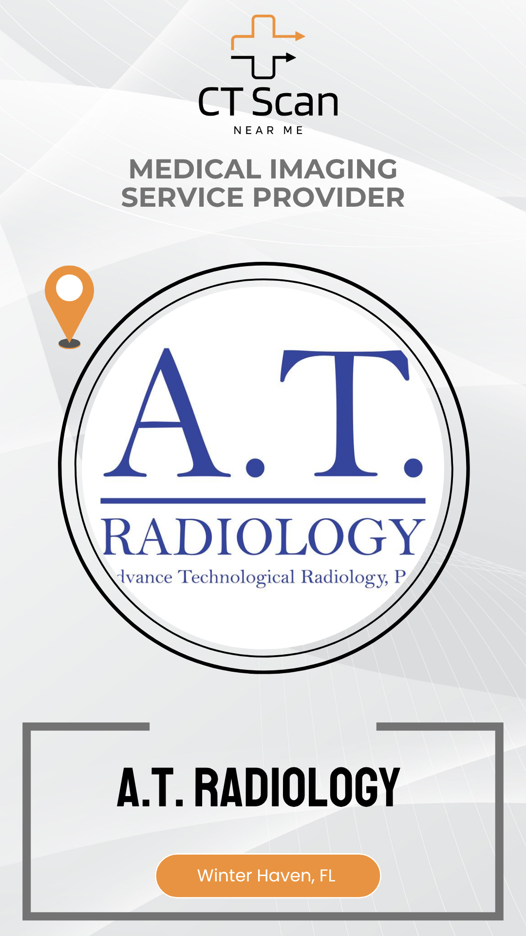 A.T. Radiology logo with branding elements on a white background