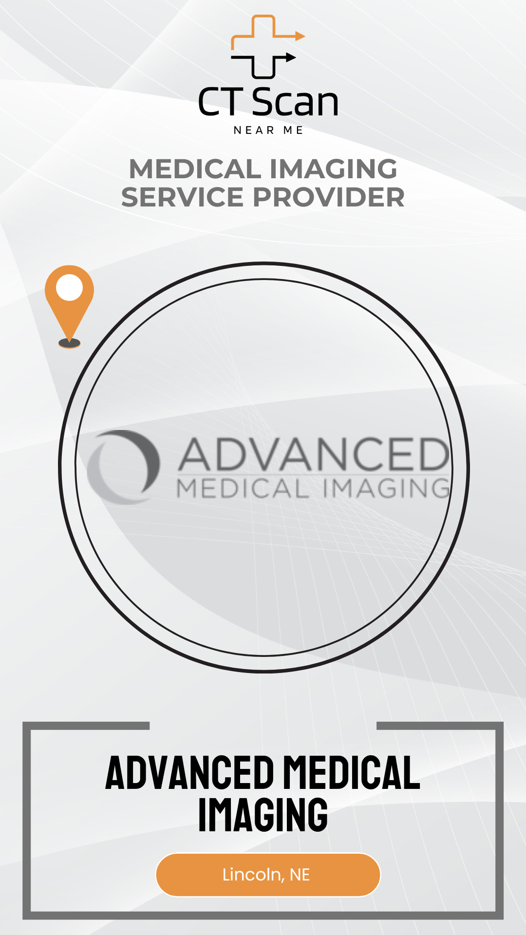Advertisement for Advanced Medical Imaging with 'CT Scan Near Me' text on a white background.