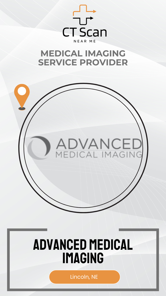 Advertisement for Advanced Medical Imaging with 'CT Scan Near Me' text on a white background.