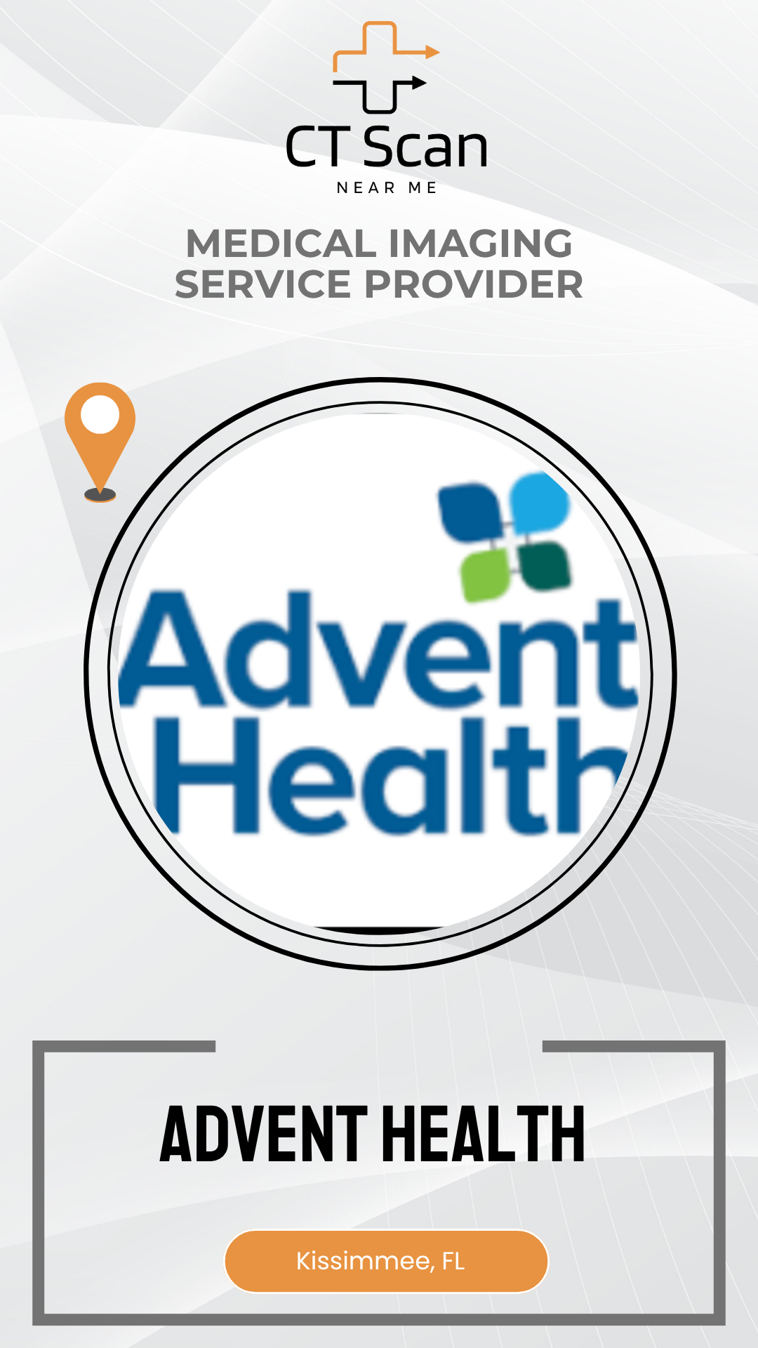 Advent Health logo on a white background with 'CT Scan Near Me' text.