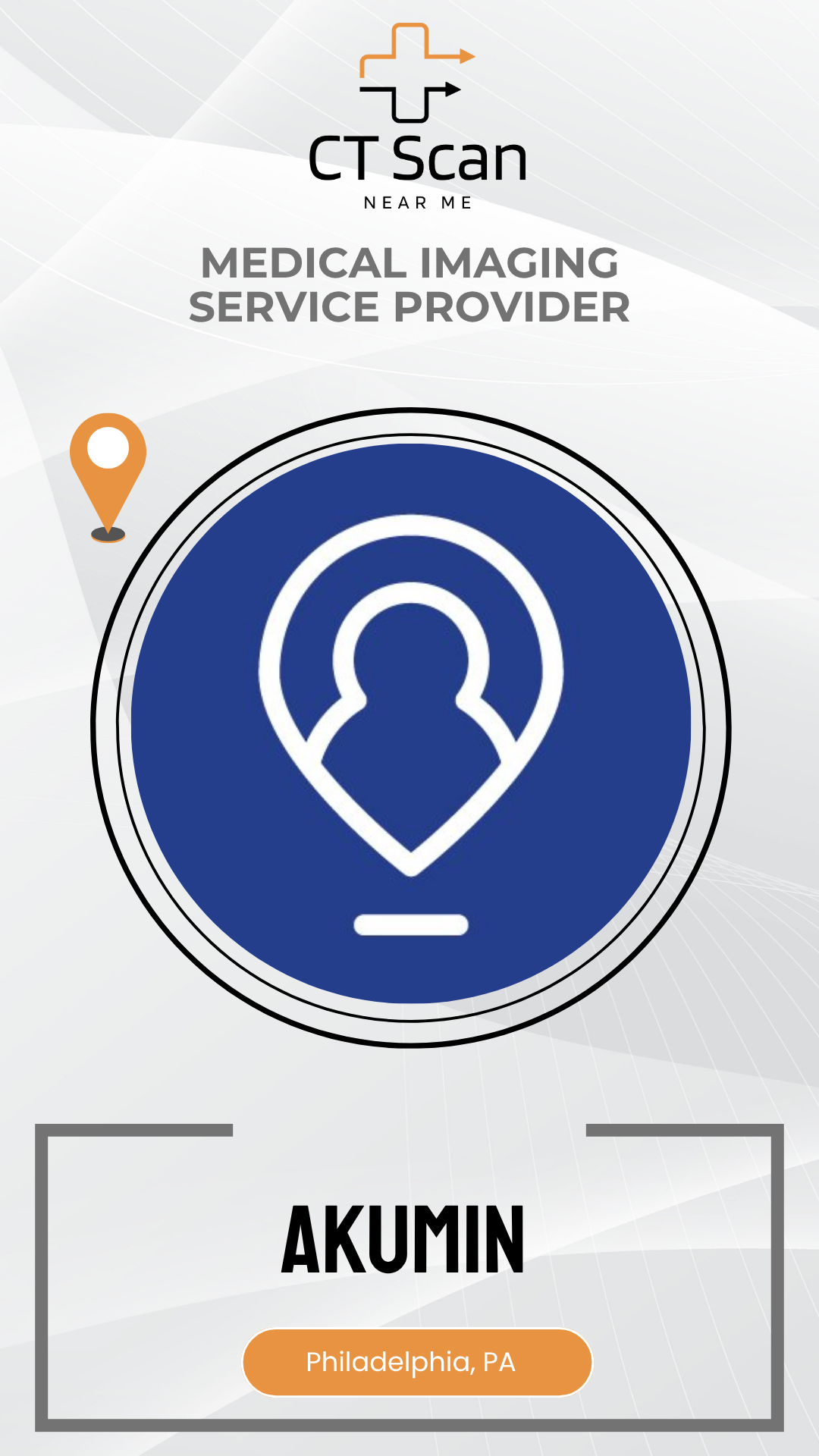 Logo of a medical imaging service provider named 'CT Scan' with 'Akumin' branding on a white background.