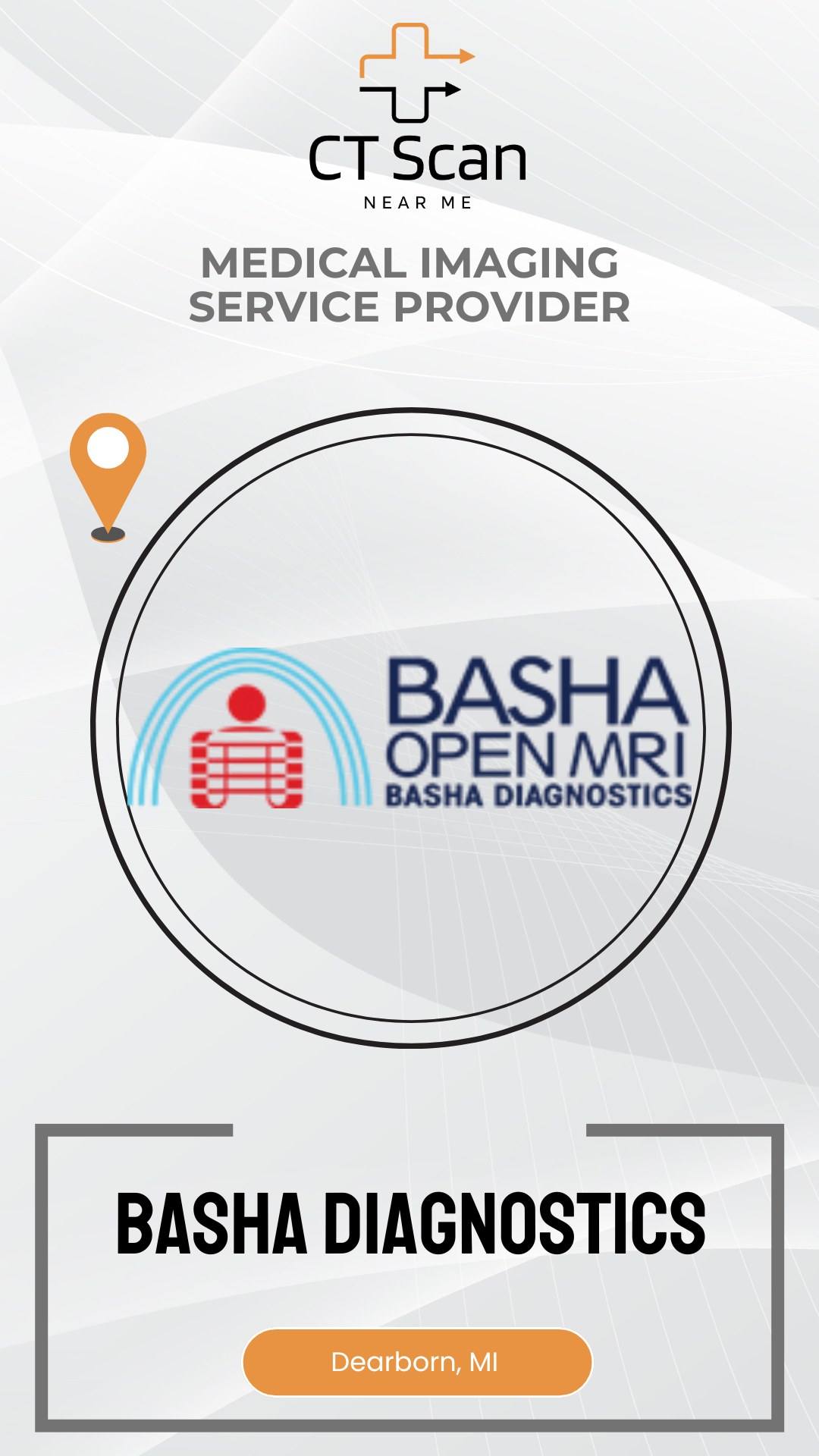 Basha Diagnostics logo with 'CT Scan Near Me' text on a white background