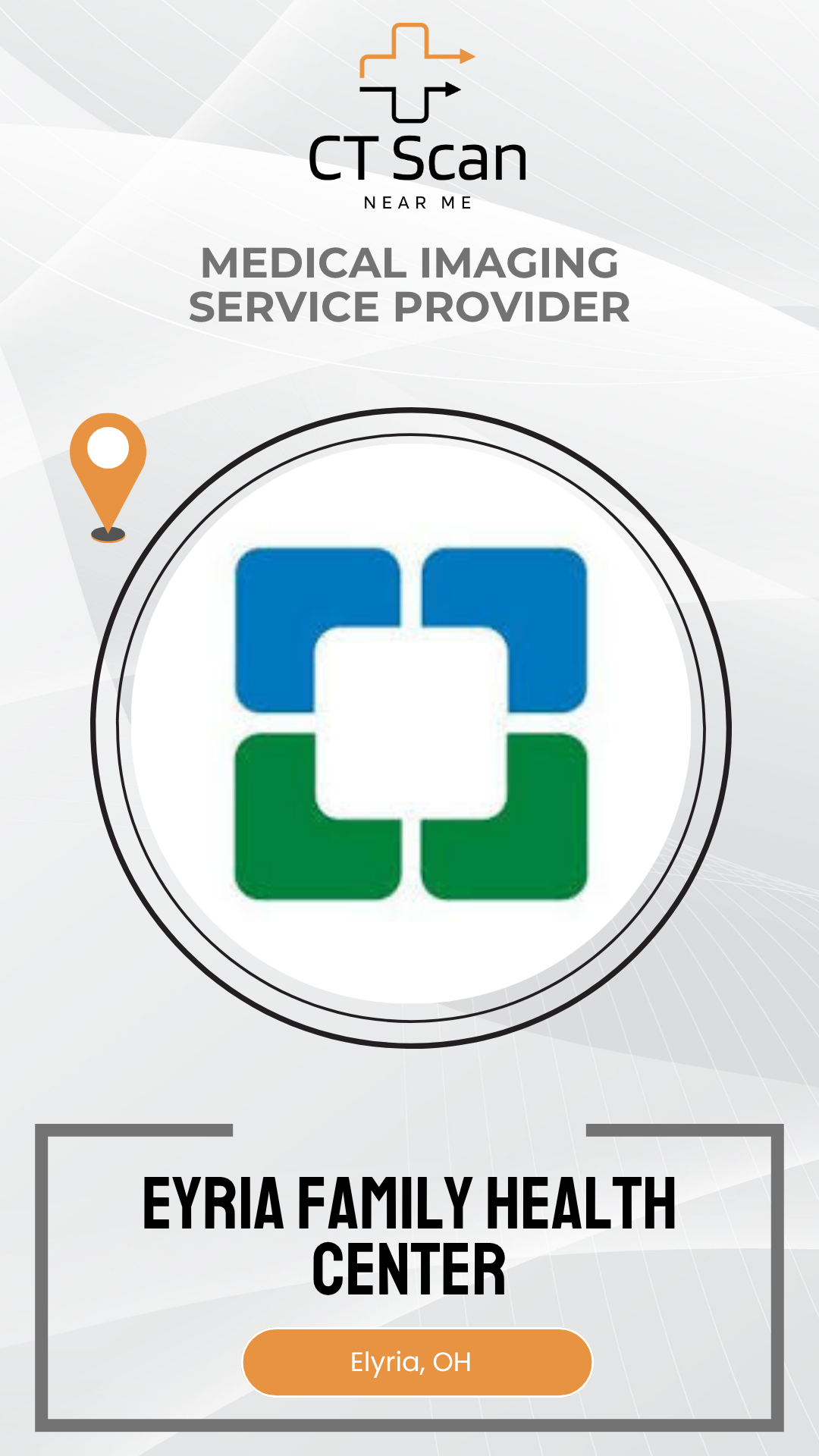 Eyria Family Health Center logo with CT Scan branding on a white background