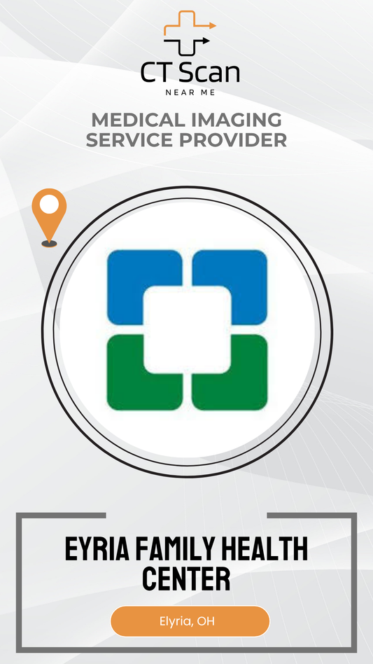 Eyria Family Health Center logo with CT Scan branding on a white background