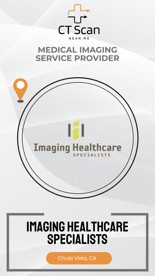 Promotional graphic for Imaging Healthcare Specialists with a focus on medical imaging services.
