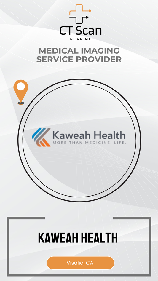 Kaweah Health logo with 'CT Scan Near Me' text on a white background