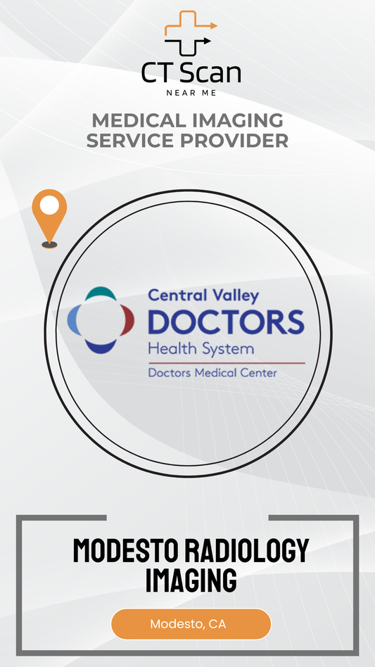 Promotional graphic for Central Valley Doctors Health System's Modesto Radiology Imaging service.