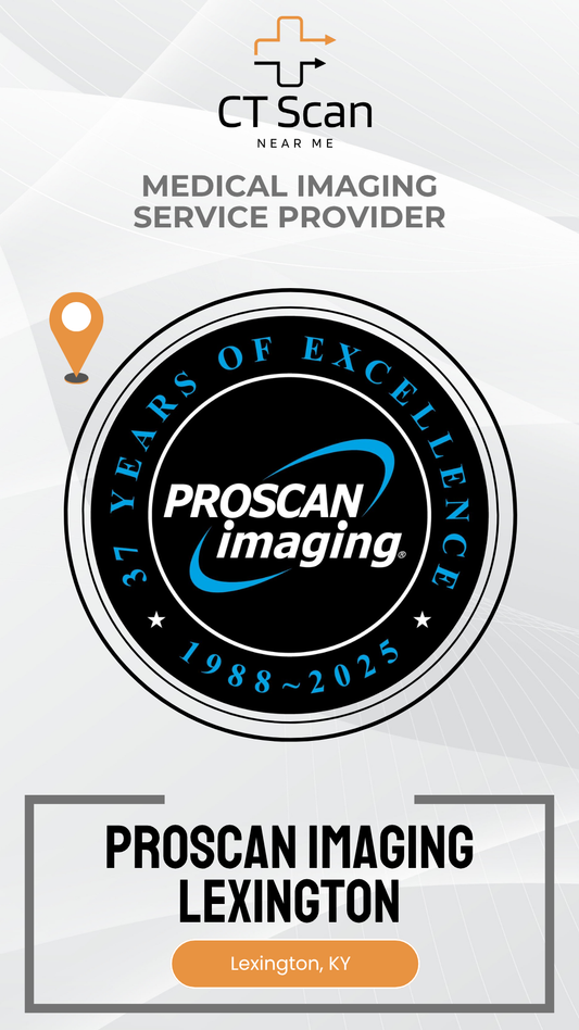 Proscan Imaging Lexington promotional graphic with logo and text on a white background