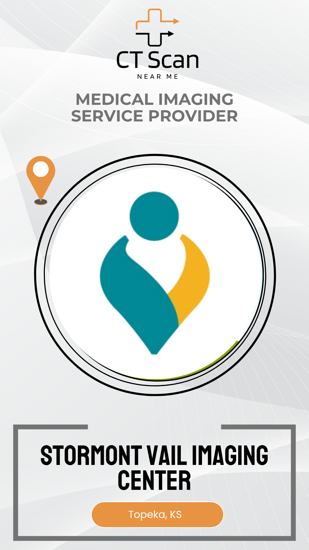 Logo of a medical imaging service provider with a person icon and text indicating location and services.