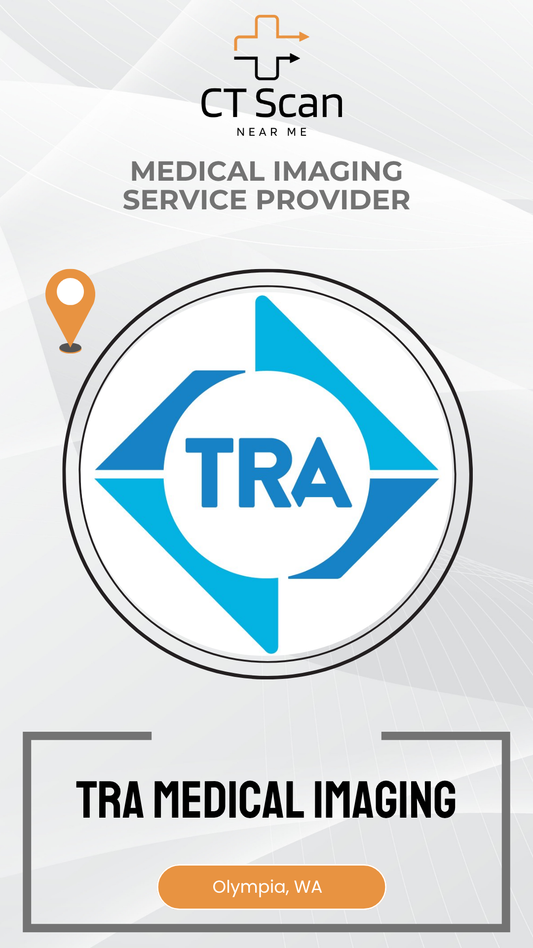 TRA Medical Imaging logo with 'CT Scan Near Me' text on a white background