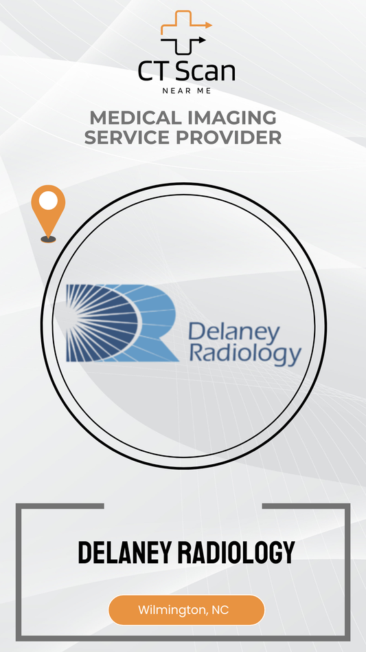 Delaney Radiology logo with 'CT Scan Near Me' text on a white background
