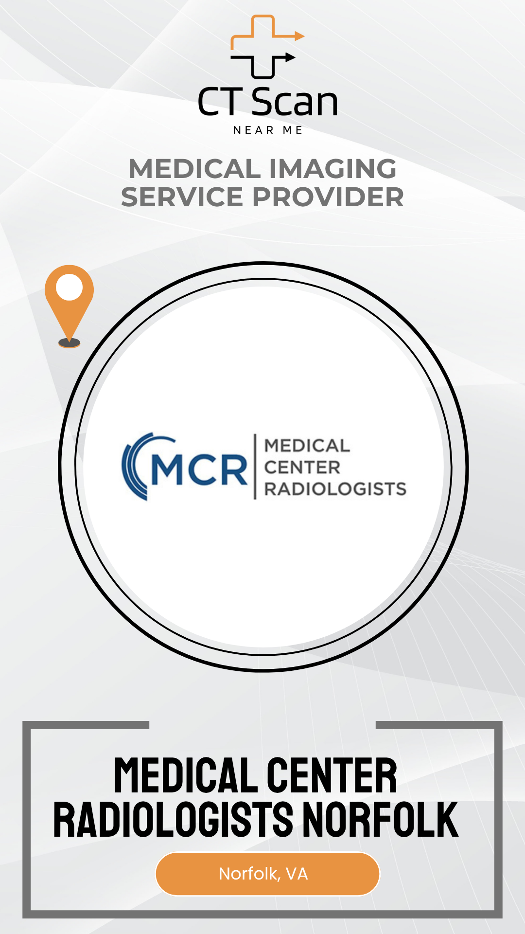 Promotional graphic for MCR Medical Center Radiologists in Norfolk, VA, featuring their logo and branding.