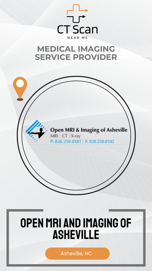 Promotional graphic for Open MRI & Imaging of Asheville, a medical imaging service provider.