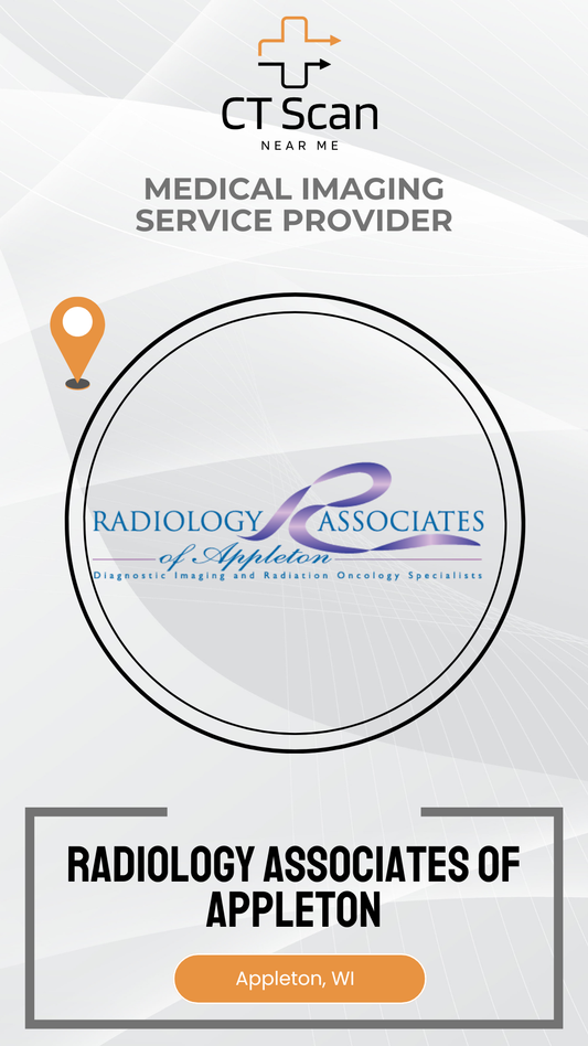 Promotional graphic for Radiology Associates of Appleton, featuring the Radiology Associates logo and text about a medical imaging service provider.