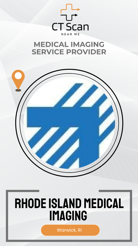 Advertisement for Rhode Island Medical Imaging service provider with logo and text on a white background